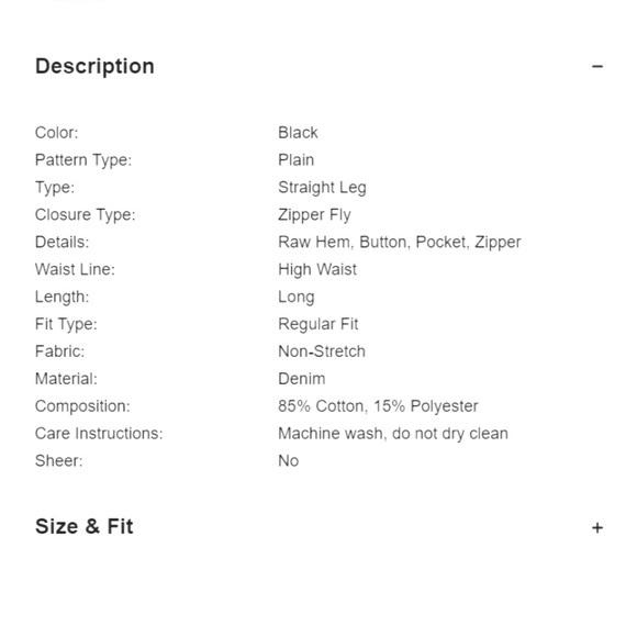 High Waist Raw Hem Straight Dark Black Jeans | Size S - Picture 4 of 6